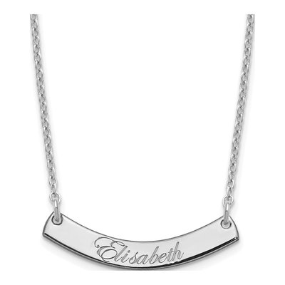 Sterling Silver Personalized Curved Bar Necklace