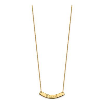 14K Yellow Gold Personalized Curved Bar Necklace – view 2