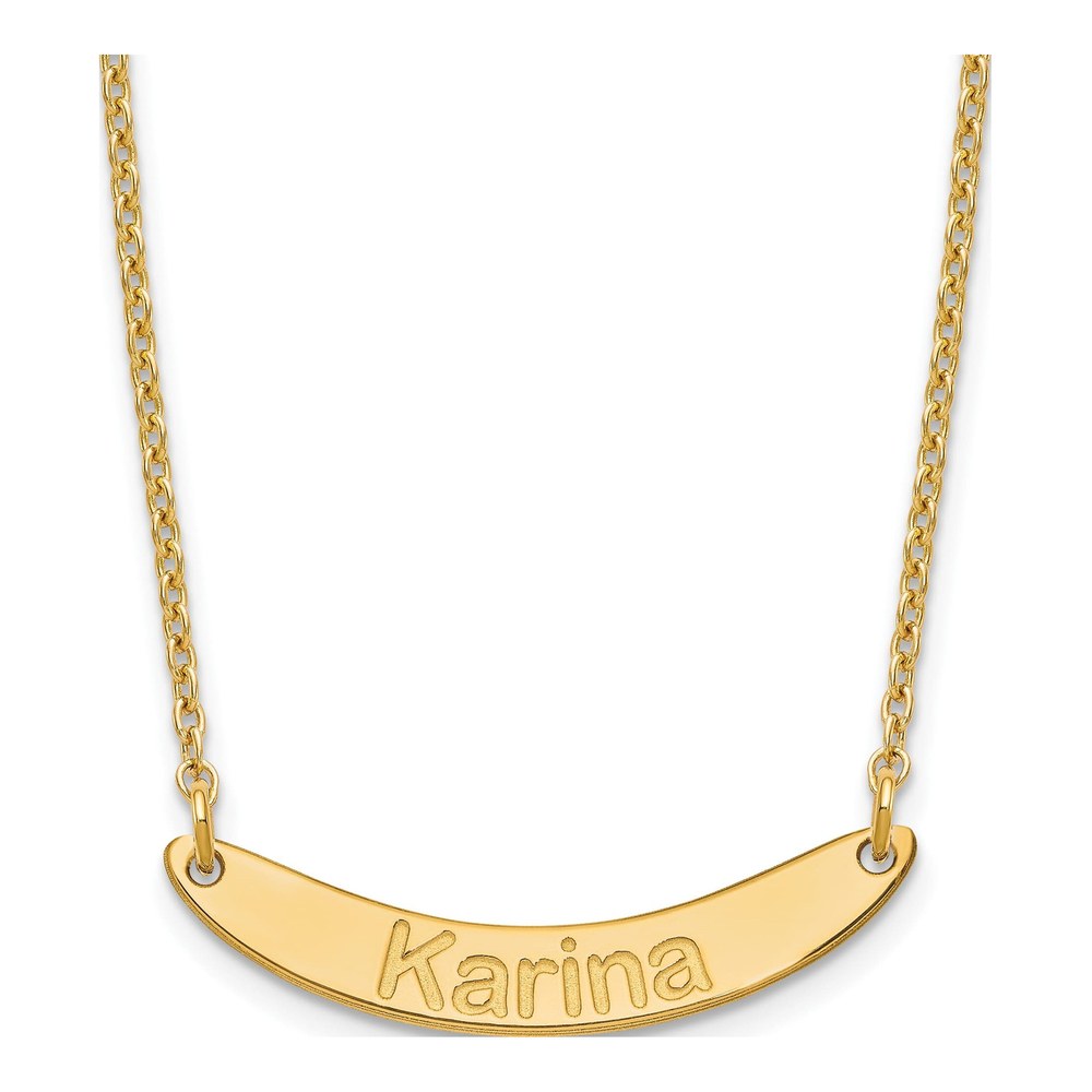 Gold-Plated Sterling Silver Personalized Curved Bar Necklace