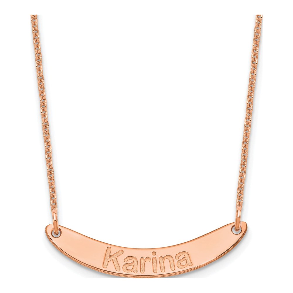14K Rose Gold Personalized Curved Bar Necklace