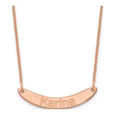 14K Rose Gold Personalized Curved Bar Necklace