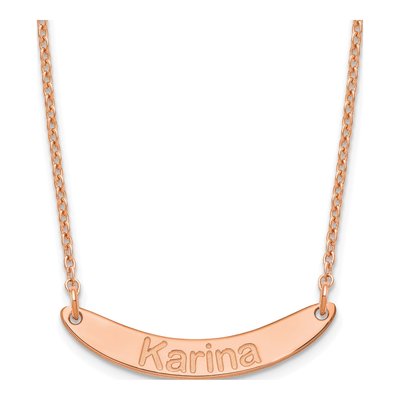Rose Gold-Plated Sterling Silver Personalized Curved Bar Necklace