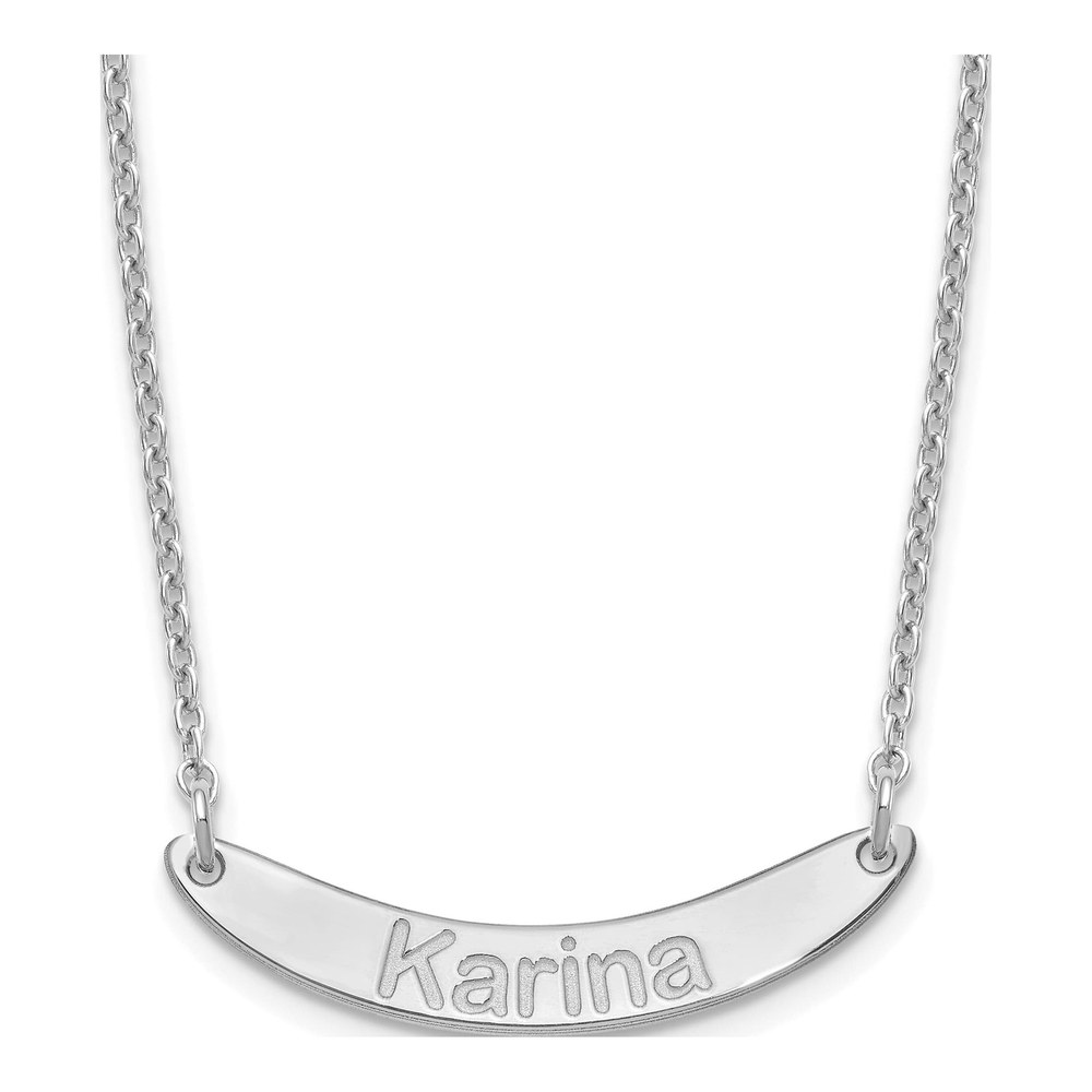 Sterling Silver Personalized Curved Bar Necklace