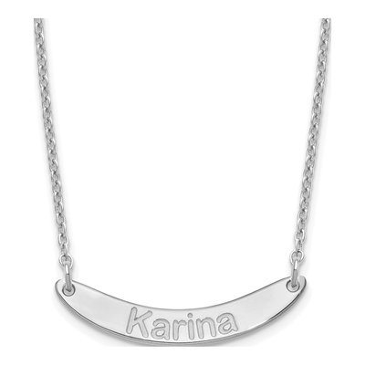 Sterling Silver Personalized Curved Bar Necklace