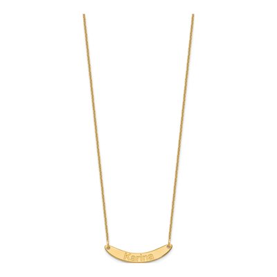 14K Yellow Gold Personalized Curved Bar Necklace – view 2