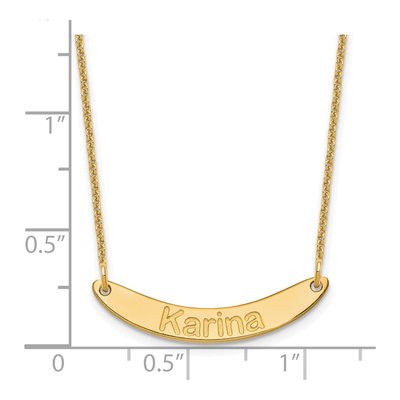 14K Yellow Gold Personalized Curved Bar Necklace – view 3