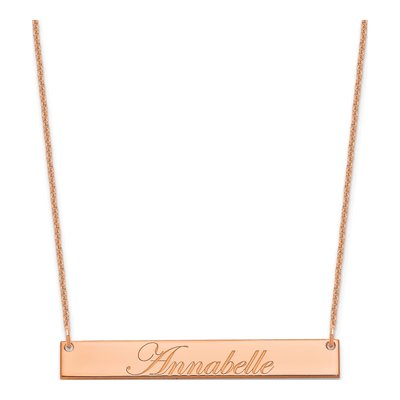 14K Rose Gold Personalized Bar Necklace