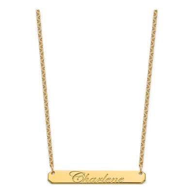 Gold-Plated Sterling Silver Personalized Script Bar Necklace – view 2