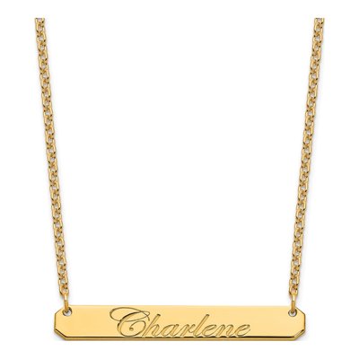 Gold-Plated Sterling Silver Personalized Script Bar Necklace
