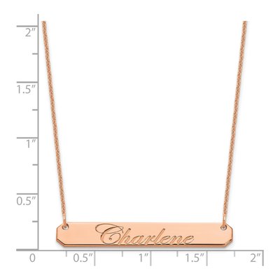 14K Rose Gold Personalized Script Bar Necklace – view 2