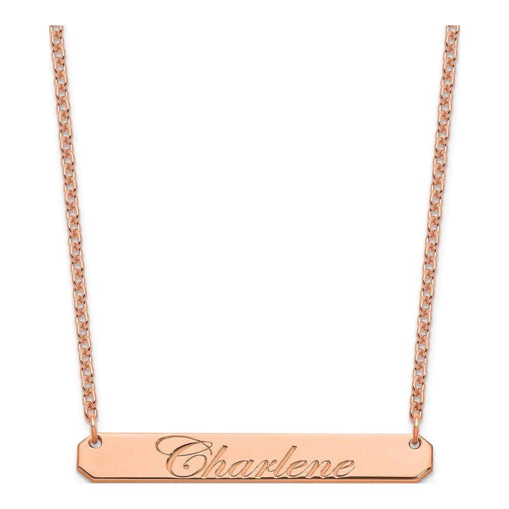 Rose Gold-Plated Sterling Silver Personalized Bar Name Necklace