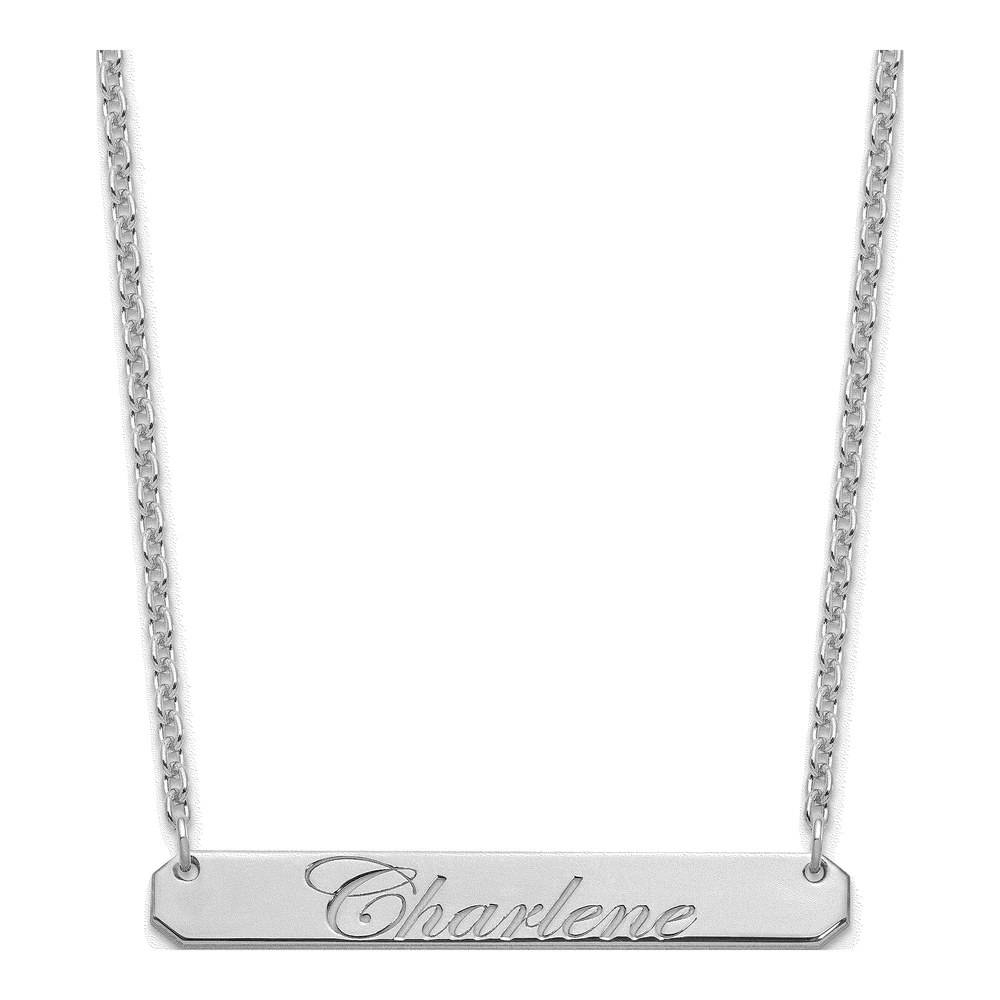 Personalized Sterling Silver Bar Necklace, 18 in
