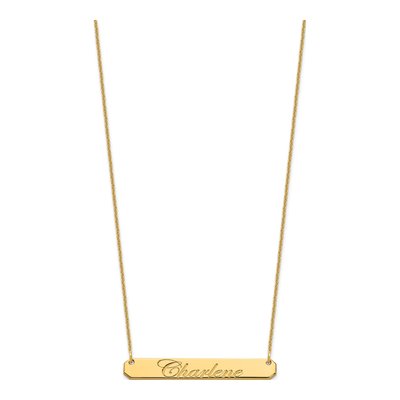 14K Yellow Gold Personalized Script Bar Necklace – view 2