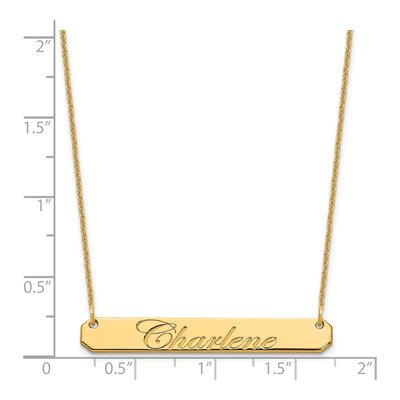 14K Yellow Gold Personalized Script Bar Necklace – view 3