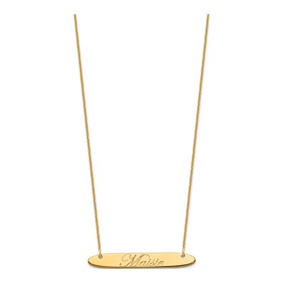 14K Yellow Gold Personalized Bar Necklace – view 2