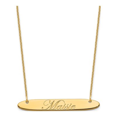 14K Yellow Gold Personalized Bar Necklace