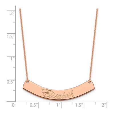 14K Rose Gold Personalized Curved Bar Necklace – view 3