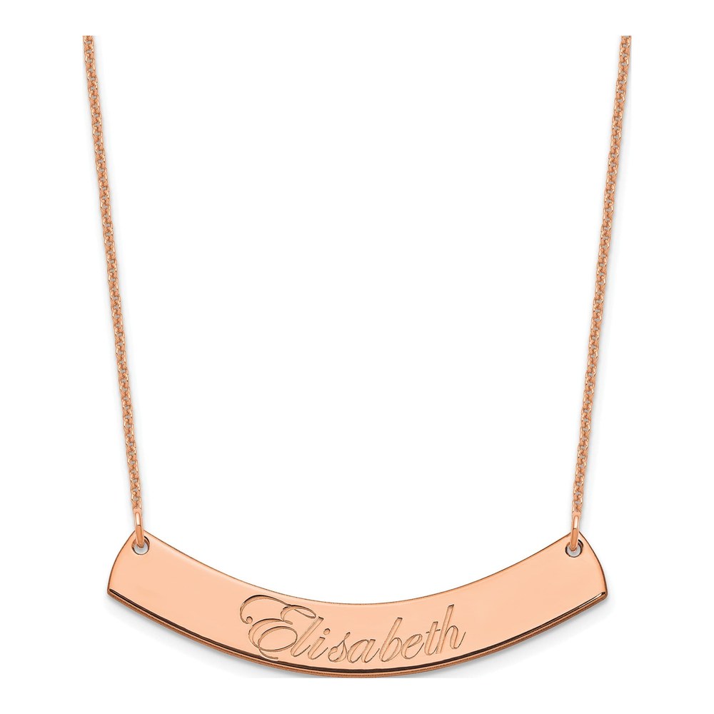 14K Rose Gold Personalized Curved Bar Necklace