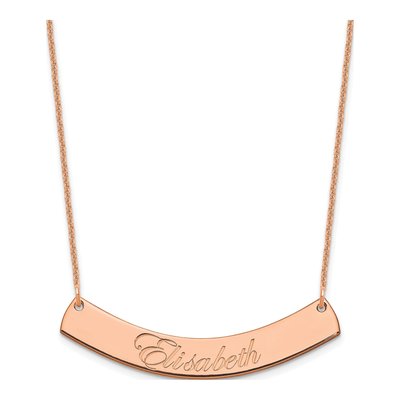 14K Rose Gold Personalized Curved Bar Necklace
