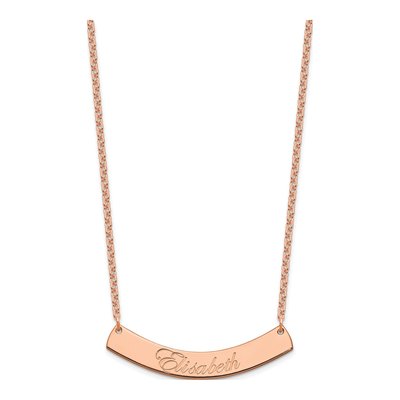 Rose Gold-Plated Sterling Silver Personalized Curved Bar Name Necklace – view 2