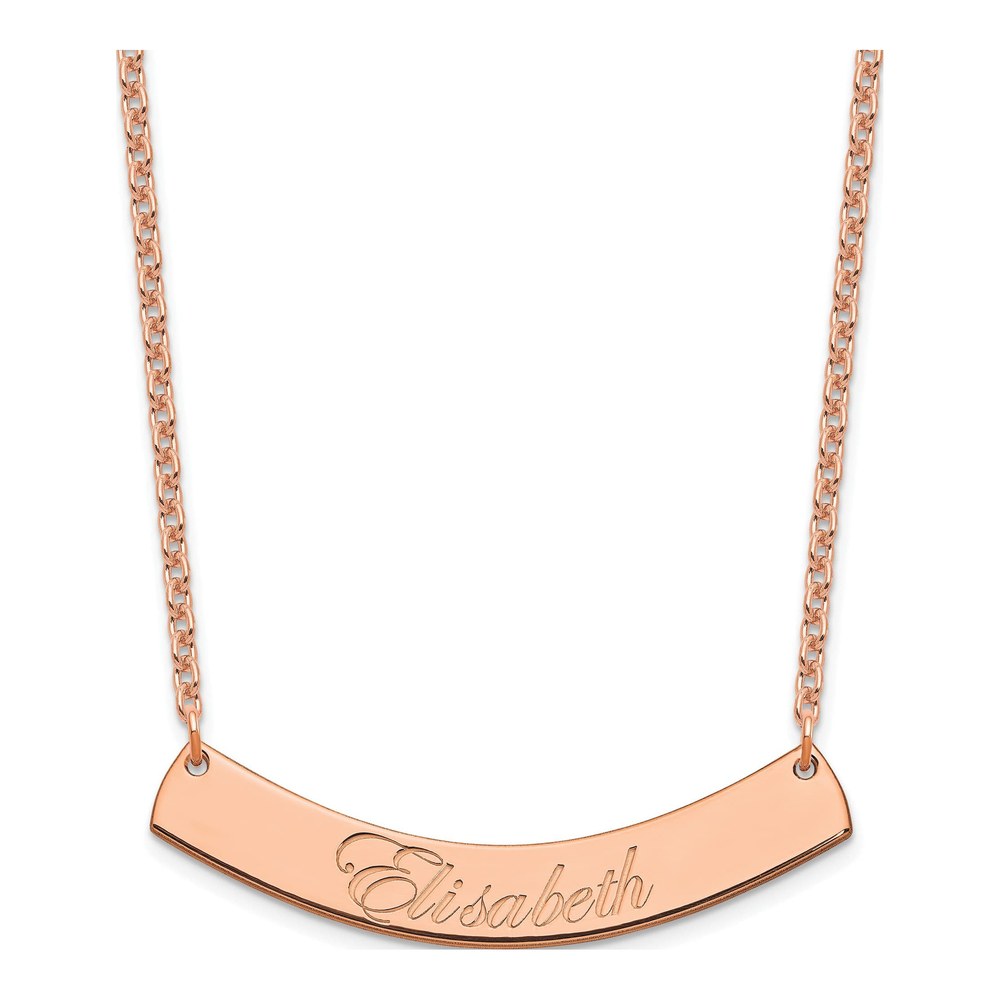 Rose Gold-Plated Sterling Silver Personalized Curved Bar Name Necklace