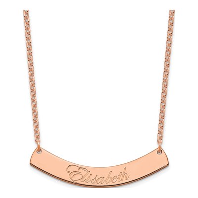 Rose Gold-Plated Sterling Silver Personalized Curved Bar Name Necklace