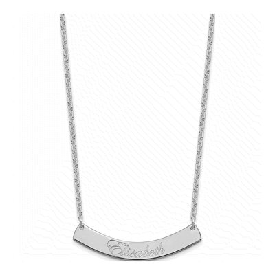 Sterling Silver Personalized Curved Bar Necklace – view 2