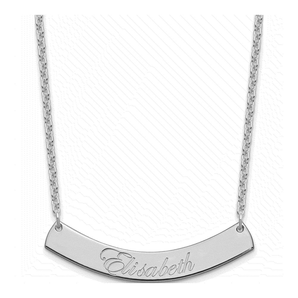 Sterling Silver Personalized Curved Bar Necklace