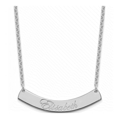 Sterling Silver Personalized Curved Bar Necklace