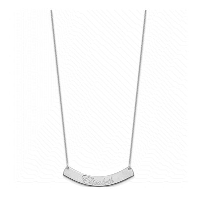 14K White Gold Personalized Curved Bar Necklace – view 2