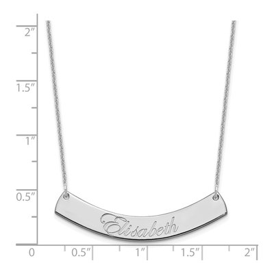 14K White Gold Personalized Curved Bar Necklace – view 3
