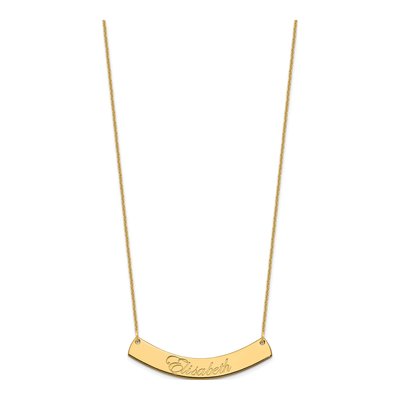 14K Yellow Gold Personalized Curved Bar Necklace – view 2