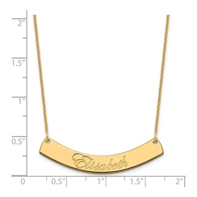 14K Yellow Gold Personalized Curved Bar Necklace – view 3