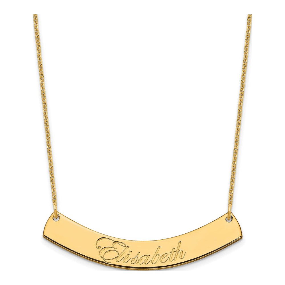 14K Yellow Gold Personalized Curved Bar Necklace