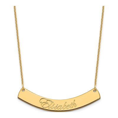 14K Yellow Gold Personalized Curved Bar Necklace