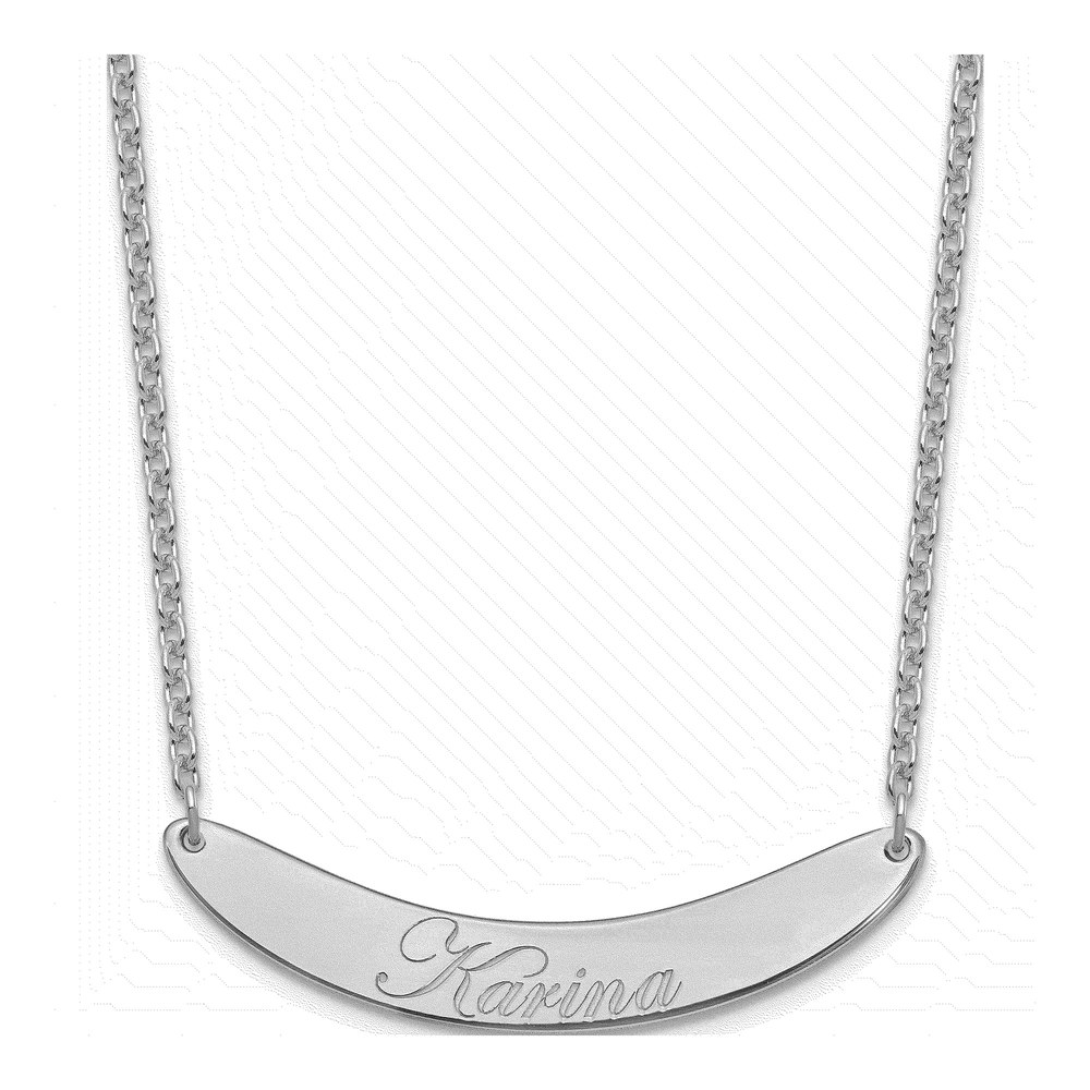 Sterling Silver Personalized Curved Bar Necklace