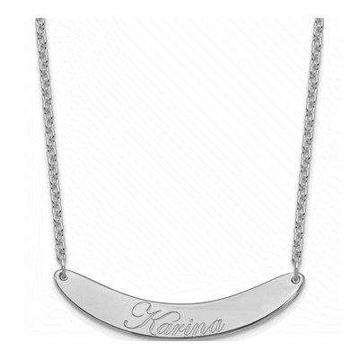 Sterling Silver Personalized Curved Bar Necklace