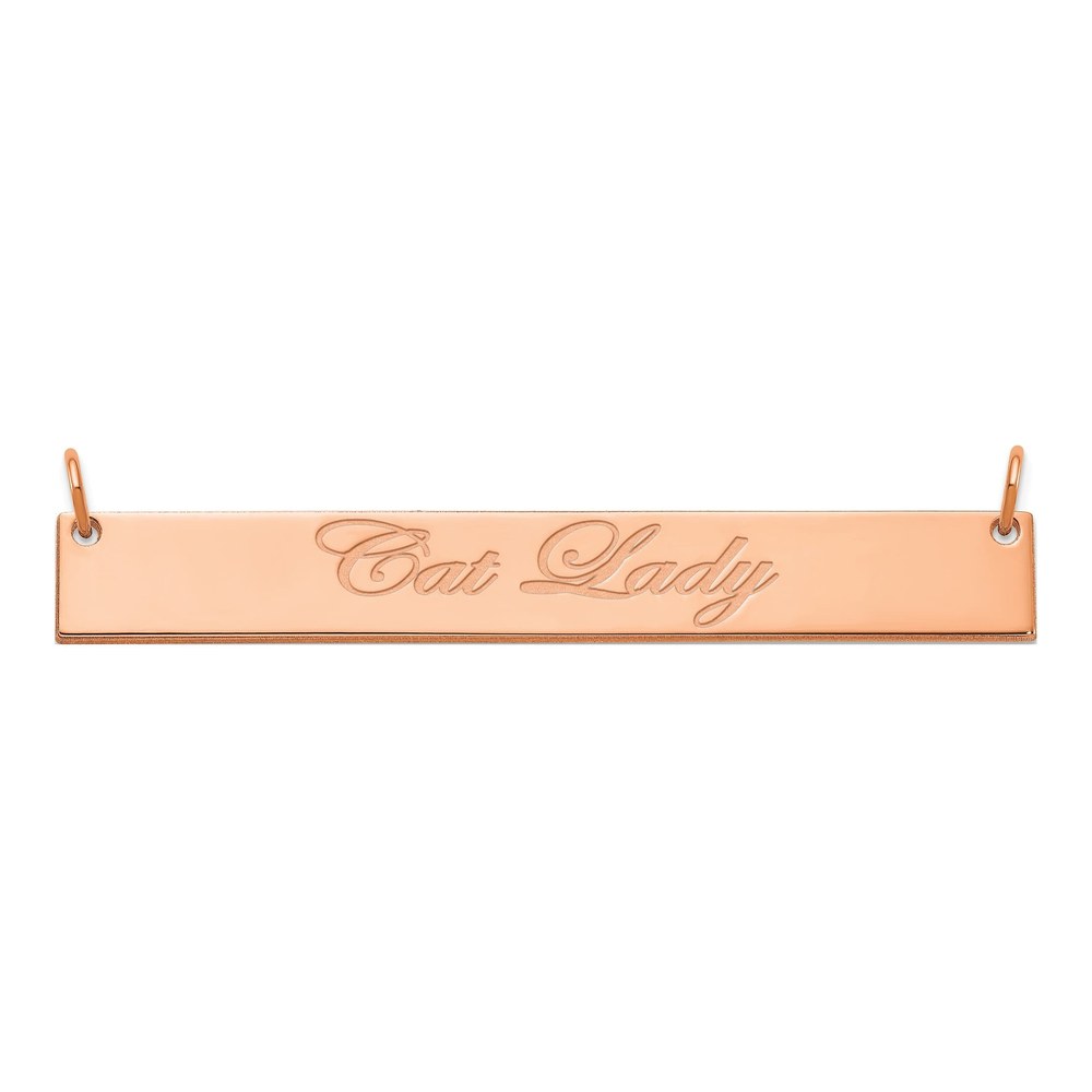 14K Rose Gold Personalized Script Bar Necklace