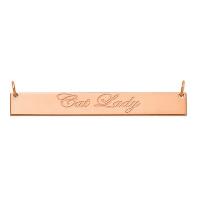 14K Rose Gold Personalized Script Bar Necklace