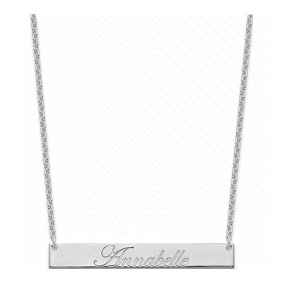 Sterling Silver Personalized Script Bar Necklace – view 2