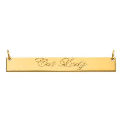 14K Yellow Gold Personalized Script Bar Necklace