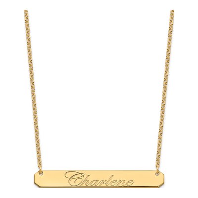 Gold-Plated Sterling Silver Personalized Large Bar Name Necklace – view 2