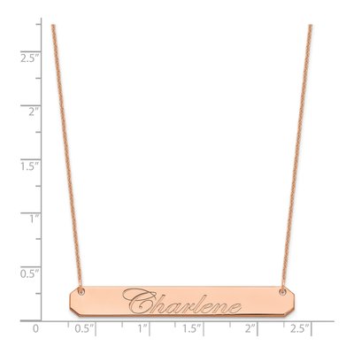 14K Rose Gold Personalized Script Bar Necklace – view 3