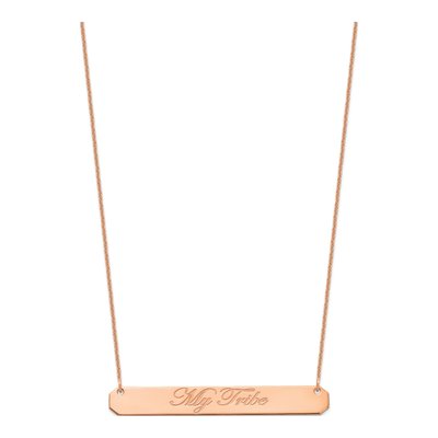 14K Rose Gold Personalized Script Bar Necklace – view 4