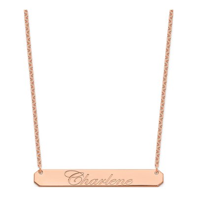 Rose Gold-Plated Sterling Silver Personalized Bar Necklace – view 2