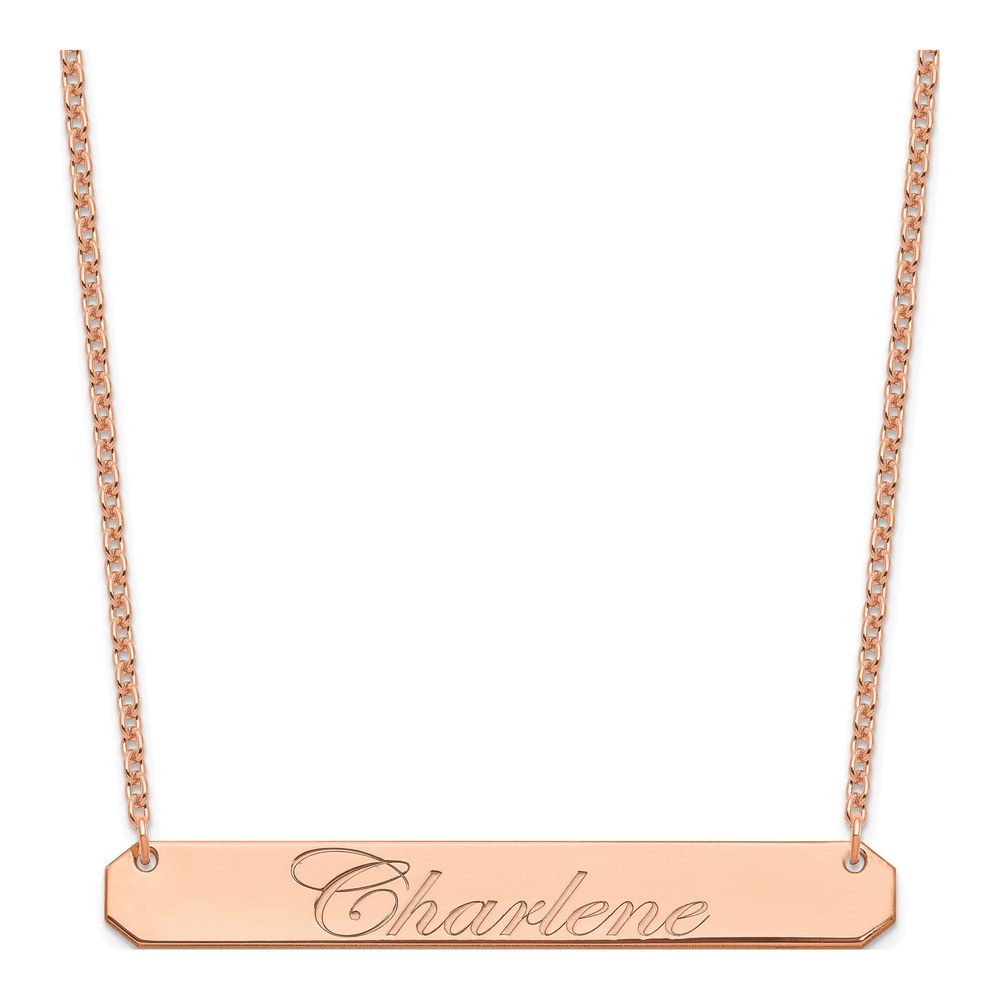 Rose Gold-Plated Sterling Silver Personalized Bar Necklace