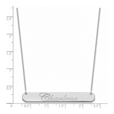 14K White Gold Personalized Script Bar Necklace – view 3