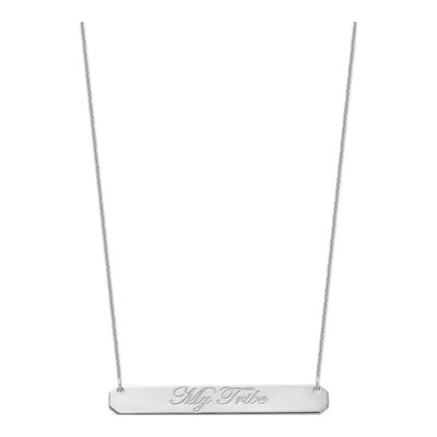14K White Gold Personalized Script Bar Necklace – view 4