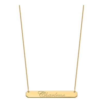 14K Yellow Gold Personalized Bar Name Necklace – view 2