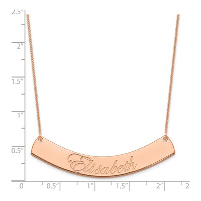14K Rose Gold Personalized Curved Bar Necklace – view 2